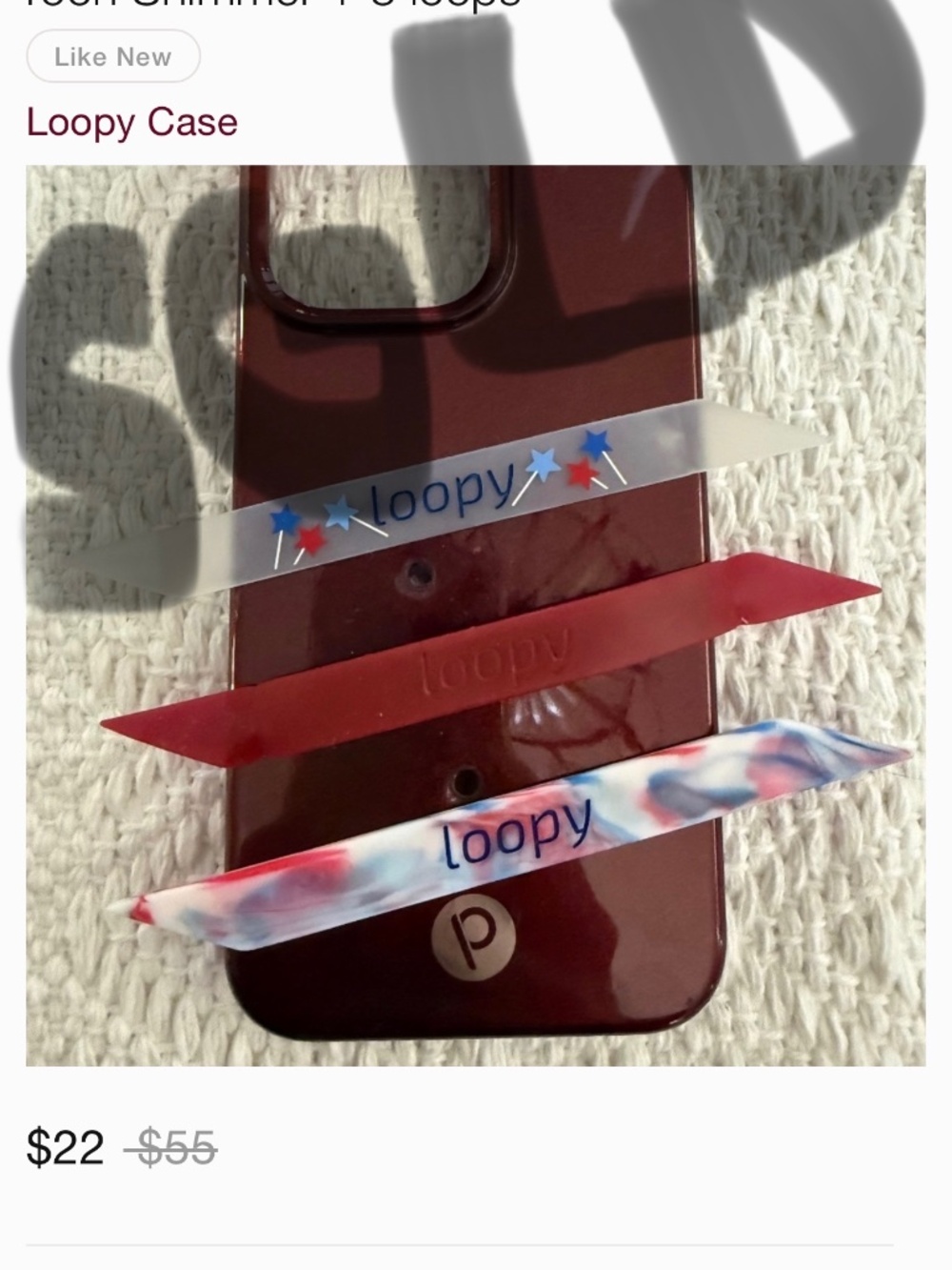 Loopy iPhone 15 Pro Max SOLD OUT Maroon Shimmer + 3 loops